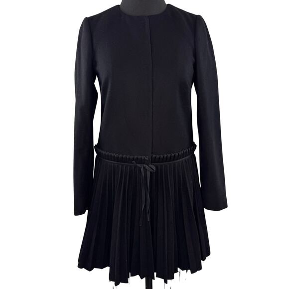 RED Valentino Wool Coat w/Accordion-Pleated Tie-Waist Party/Cocktail Sz 40 $995 - Picture 1 of 8